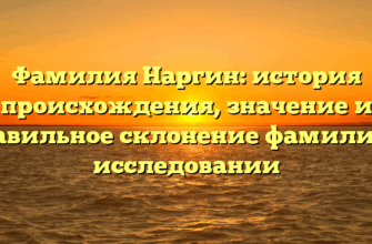 Фамилия Наргин: история происхождения, значение и правильное склонение фамилии в исследовании