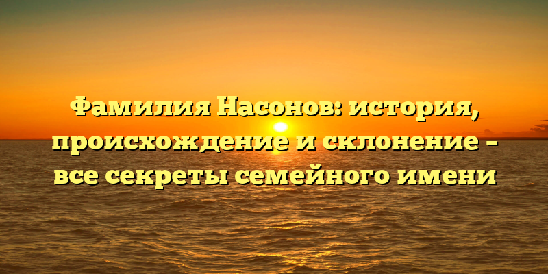 Фамилия Насонов: история, происхождение и склонение – все секреты семейного имени