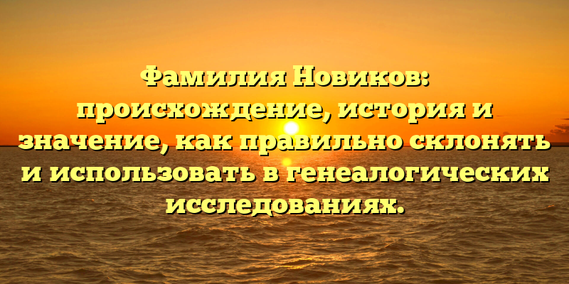 Фамилия Новиков: происхождение, история и значение, как правильно склонять и использовать в генеалогических исследованиях.