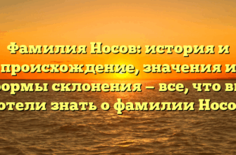 Фамилия Носов: история и происхождение, значения и формы склонения — все, что вы хотели знать о фамилии Носов.