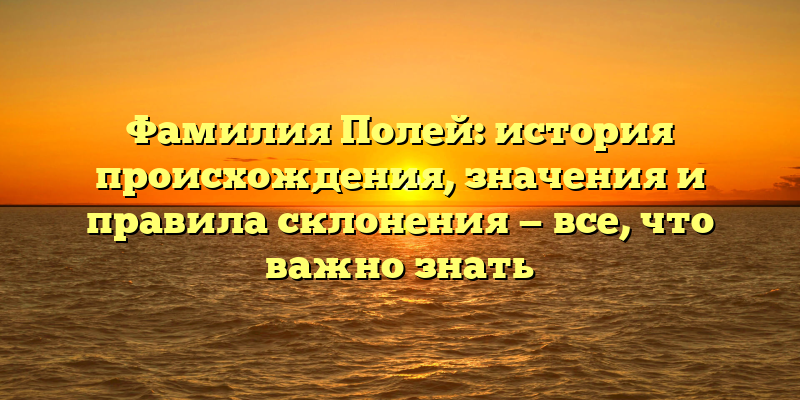 Фамилия Полей: история происхождения, значения и правила склонения — все, что важно знать