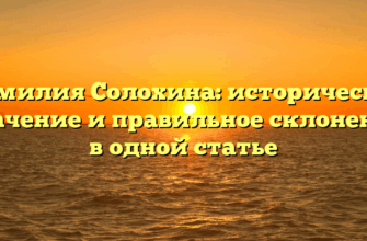 Фамилия Солохина: историческое значение и правильное склонение в одной статье