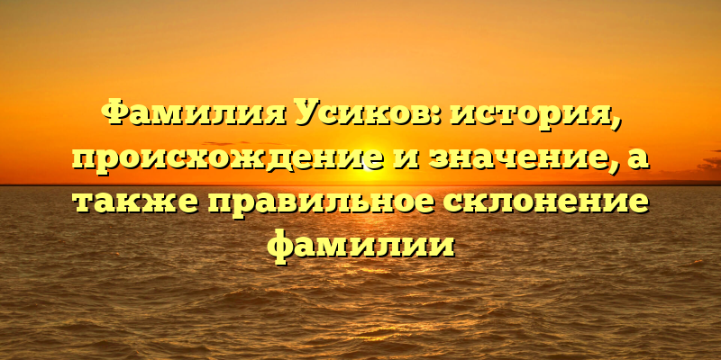 Фамилия Усиков: история, происхождение и значение, а также правильное склонение фамилии