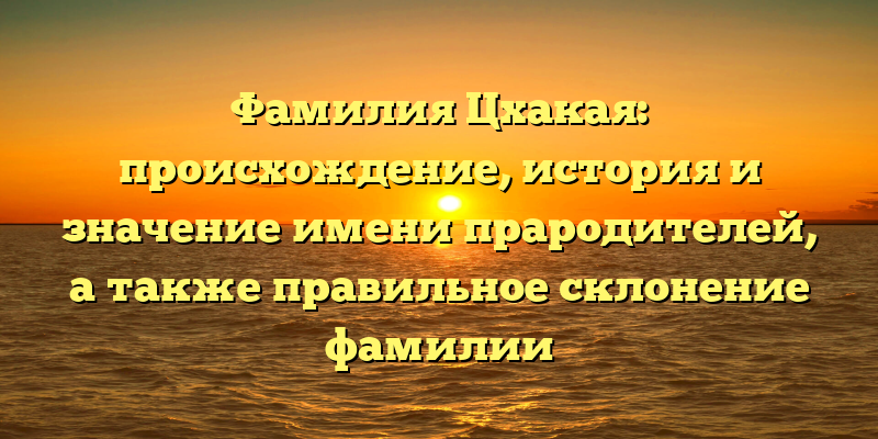 Фамилия Цхакая: происхождение, история и значение имени прародителей, а также правильное склонение фамилии