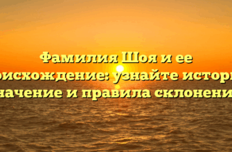 Фамилия Шоя и ее происхождение: узнайте историю, значение и правила склонения.