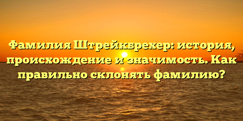 Фамилия Штрейкбрехер: история, происхождение и значимость. Как правильно склонять фамилию?