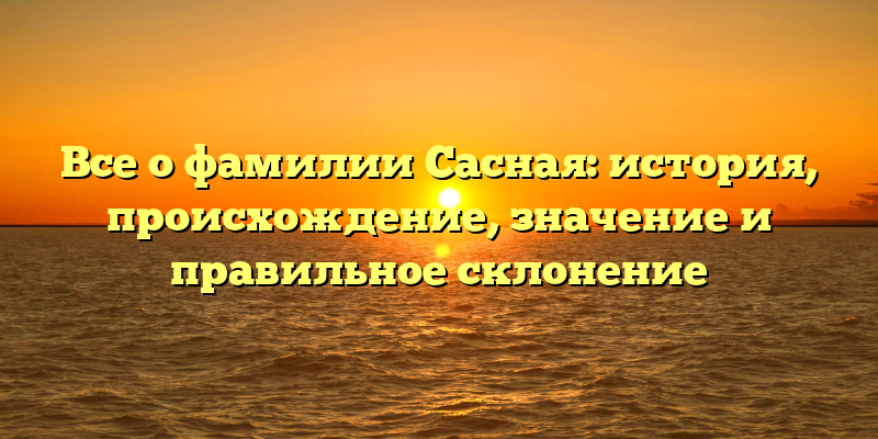 Все о фамилии Сасная: история, происхождение, значение и правильное склонение