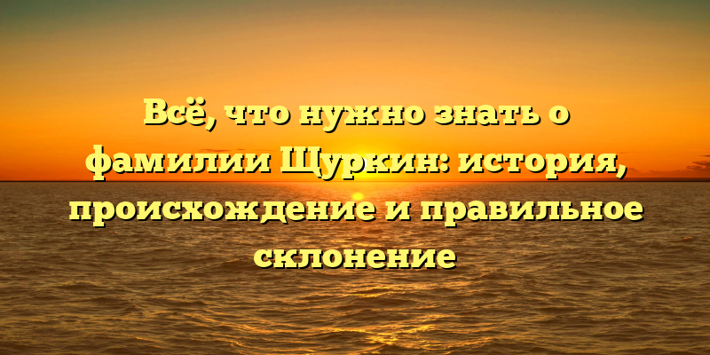 Всё, что нужно знать о фамилии Щуркин: история, происхождение и правильное склонение