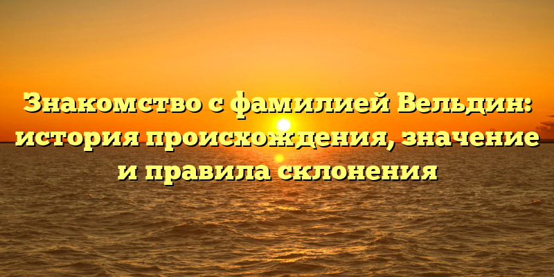 Знакомство с фамилией Вельдин: история происхождения, значение и правила склонения