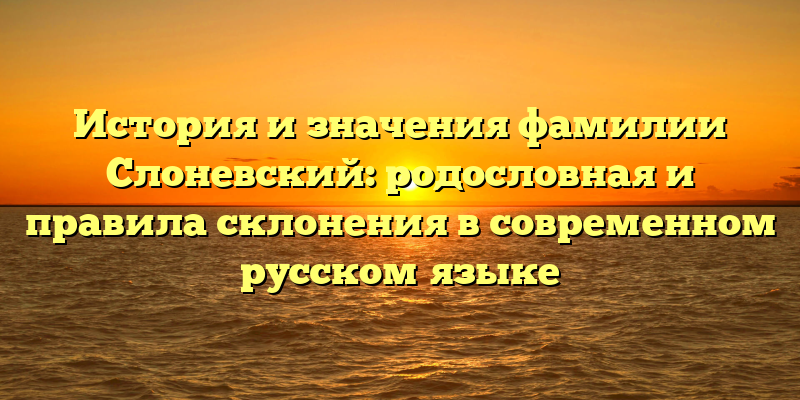 История и значения фамилии Слоневский: родословная и правила склонения в современном русском языке