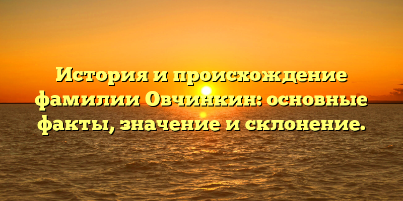 История и происхождение фамилии Овчинкин: основные факты, значение и склонение.