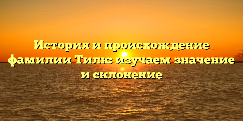 История и происхождение фамилии Тилк: изучаем значение и склонение