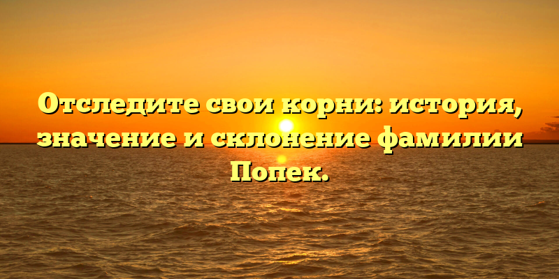 Отследите свои корни: история, значение и склонение фамилии Попек.