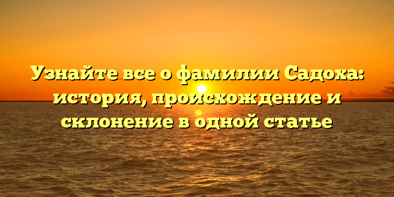 Узнайте все о фамилии Садоха: история, происхождение и склонение в одной статье