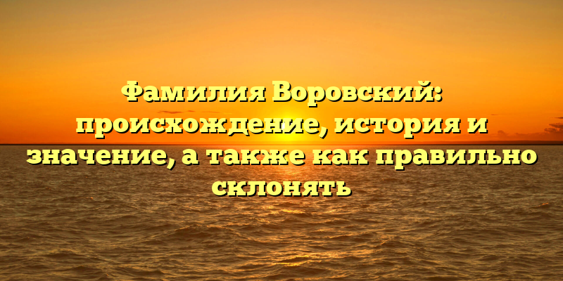 Фамилия Воровский: происхождение, история и значение, а также как правильно склонять