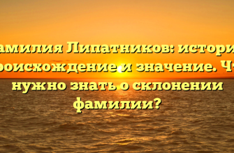 Фамилия Липатников: история, происхождение и значение. Что нужно знать о склонении фамилии?