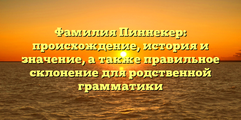 Фамилия Пиннекер: происхождение, история и значение, а также правильное склонение для родственной грамматики