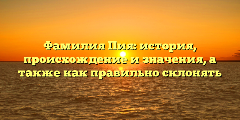 Фамилия Пия: история, происхождение и значения, а также как правильно склонять