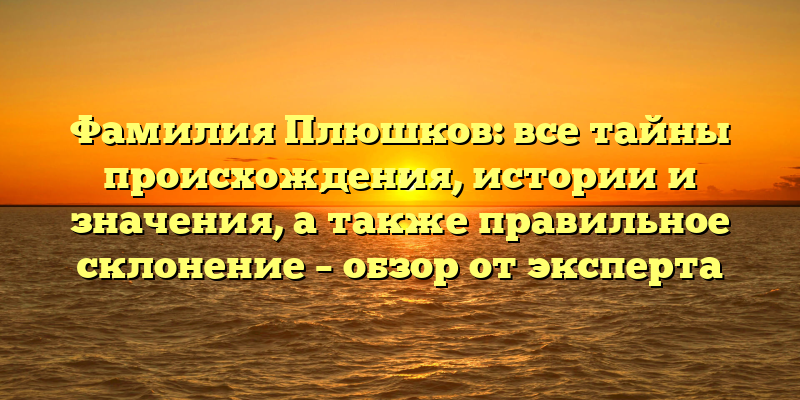 Фамилия Плюшков: все тайны происхождения, истории и значения, а также правильное склонение – обзор от эксперта