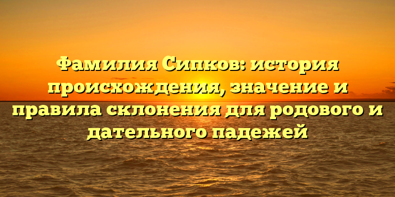 Фамилия Сипков: история происхождения, значение и правила склонения для родового и дательного падежей