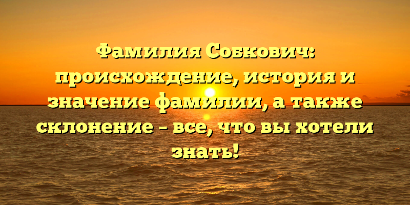 Фамилия Собкович: происхождение, история и значение фамилии, а также склонение – все, что вы хотели знать!