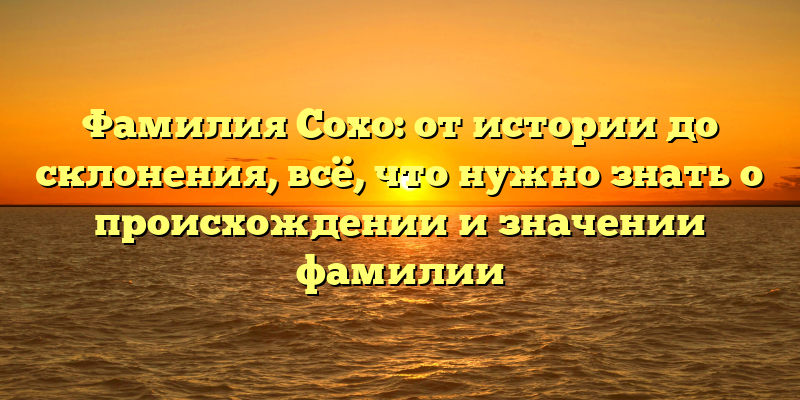 Фамилия Сохо: от истории до склонения, всё, что нужно знать о происхождении и значении фамилии