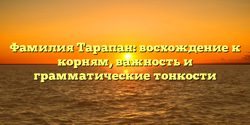 Фамилия Тарапан: восхождение к корням, важность и грамматические тонкости