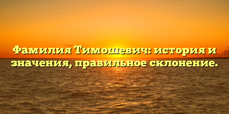 Фамилия Тимошевич: история и значения, правильное склонение.