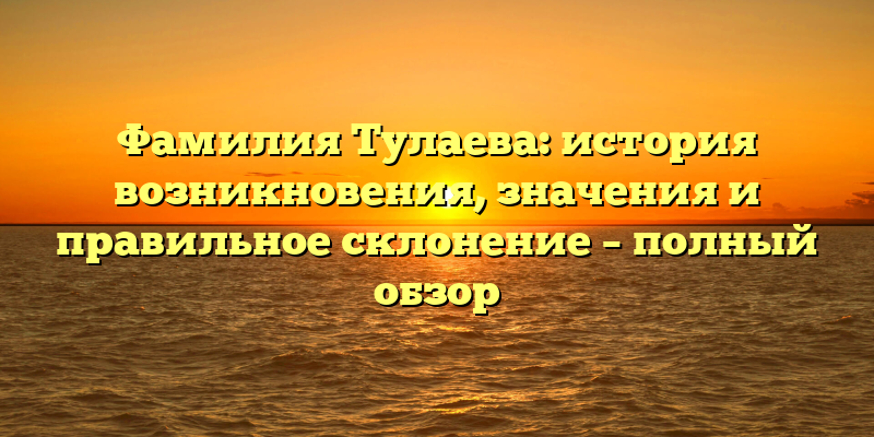 Фамилия Тулаева: история возникновения, значения и правильное склонение – полный обзор