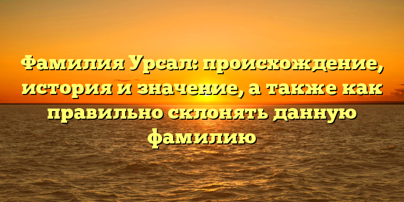 Фамилия Урсал: происхождение, история и значение, а также как правильно склонять данную фамилию