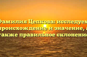 Фамилия Цепкова: исследуем происхождение и значение, а также правильное склонение