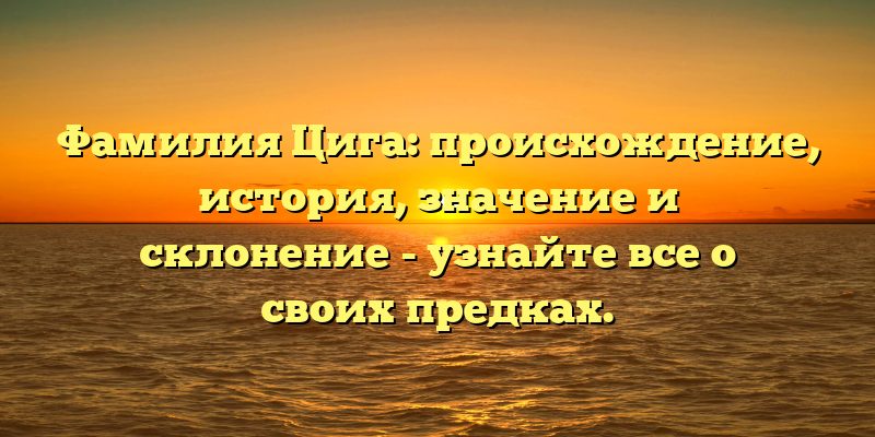 Фамилия Цига: происхождение, история, значение и склонение - узнайте все о своих предках.