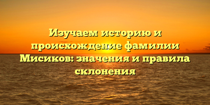 Изучаем историю и происхождение фамилии Мисиков: значения и правила склонения