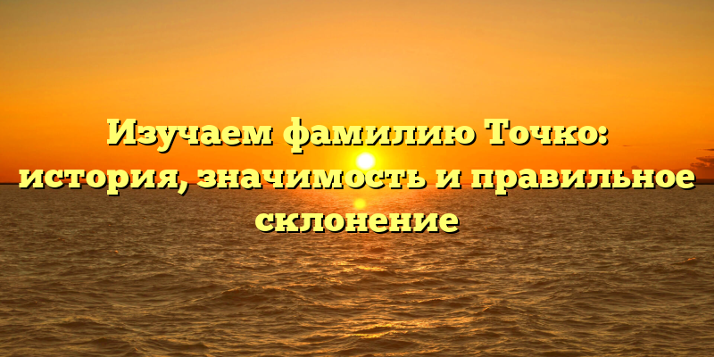 Изучаем фамилию Точко: история, значимость и правильное склонение