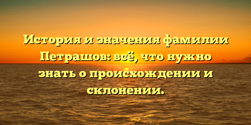 История и значения фамилии Петрашов: всё, что нужно знать о происхождении и склонении.