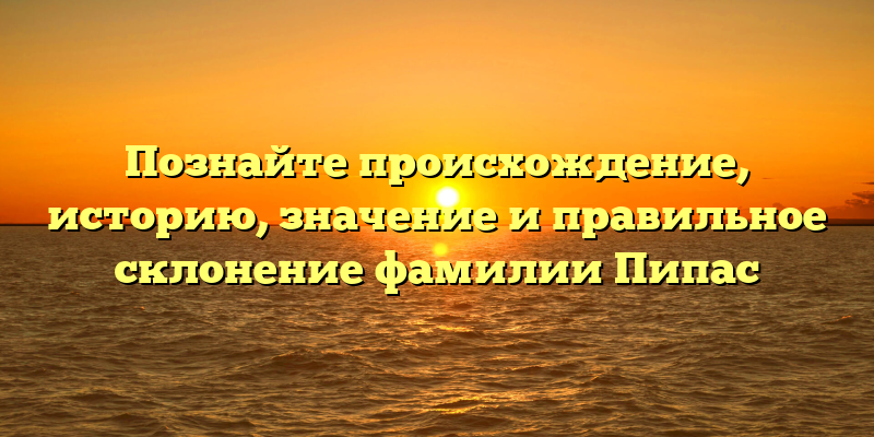 Познайте происхождение, историю, значение и правильное склонение фамилии Пипас