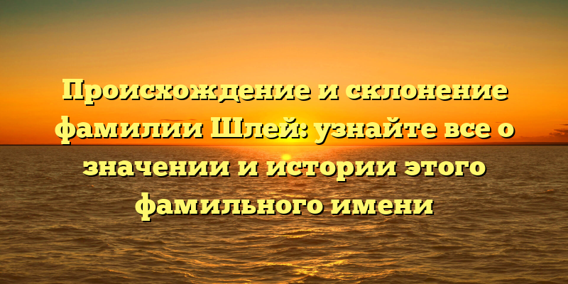 Происхождение и склонение фамилии Шлей: узнайте все о значении и истории этого фамильного имени