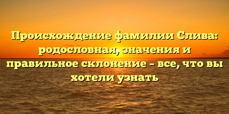 Происхождение фамилии Слива: родословная, значения и правильное склонение – все, что вы хотели узнать