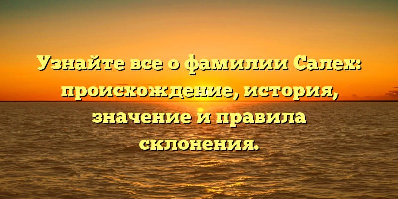 Узнайте все о фамилии Салех: происхождение, история, значение и правила склонения.