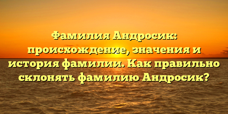 Фамилия Андросик: происхождение, значения и история фамилии. Как правильно склонять фамилию Андросик?