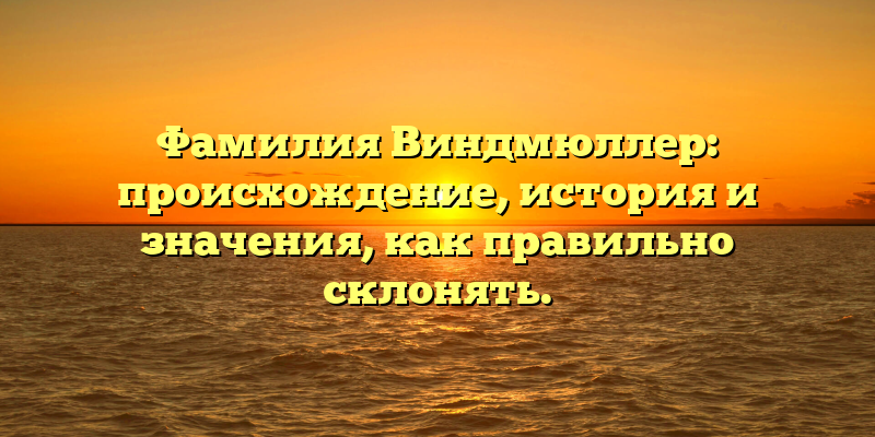 Фамилия Виндмюллер: происхождение, история и значения, как правильно склонять.