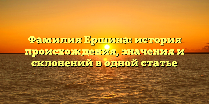 Фамилия Ершина: история происхождения, значения и склонений в одной статье
