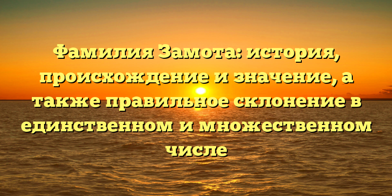 Фамилия Замота: история, происхождение и значение, а также правильное склонение в единственном и множественном числе