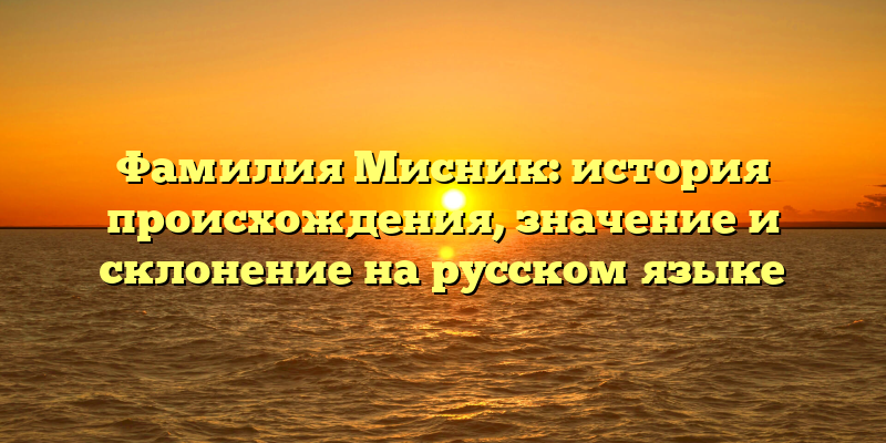 Фамилия Мисник: история происхождения, значение и склонение на русском языке