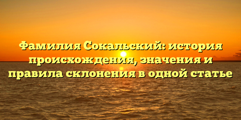 Фамилия Сокальский: история происхождения, значения и правила склонения в одной статье