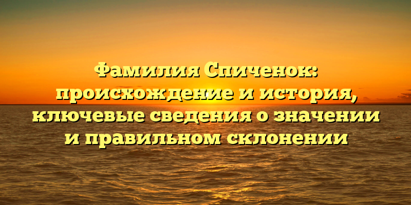 Фамилия Спиченок: происхождение и история, ключевые сведения о значении и правильном склонении