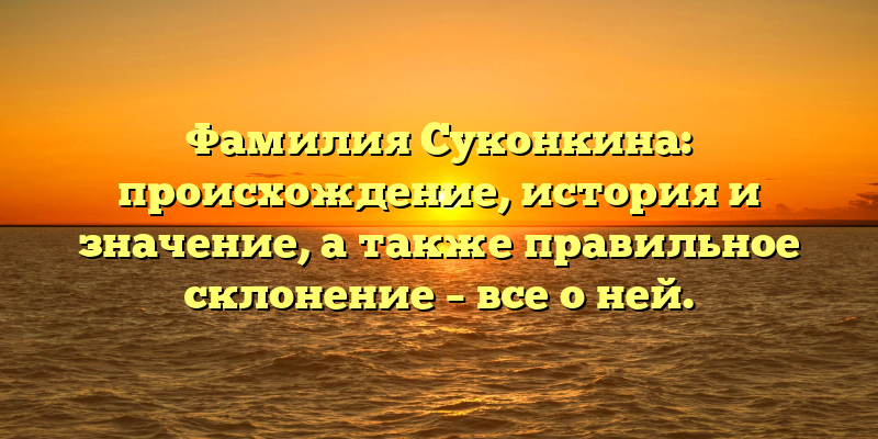 Фамилия Суконкина: происхождение, история и значение, а также правильное склонение – все о ней.