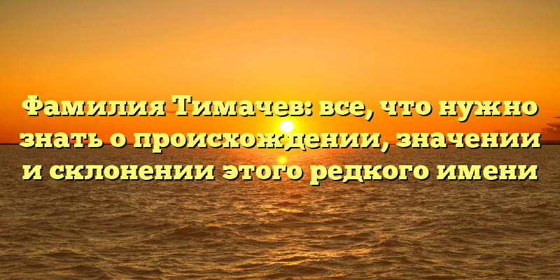 Фамилия Тимачев: все, что нужно знать о происхождении, значении и склонении этого редкого имени