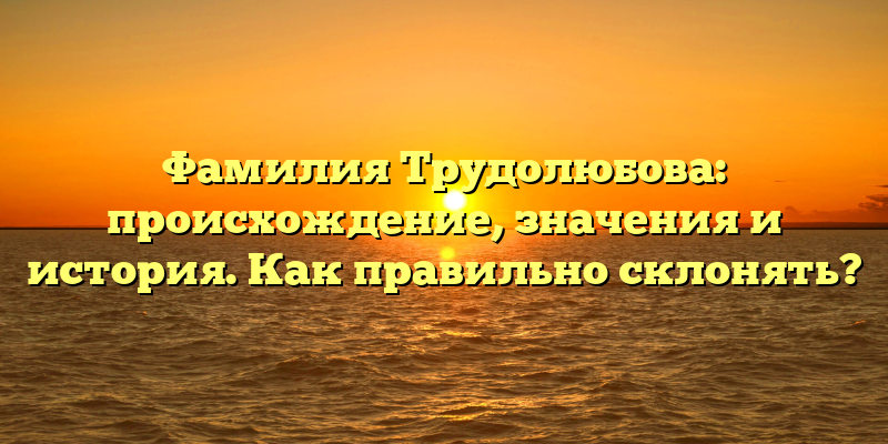 Фамилия Трудолюбова: происхождение, значения и история. Как правильно склонять?