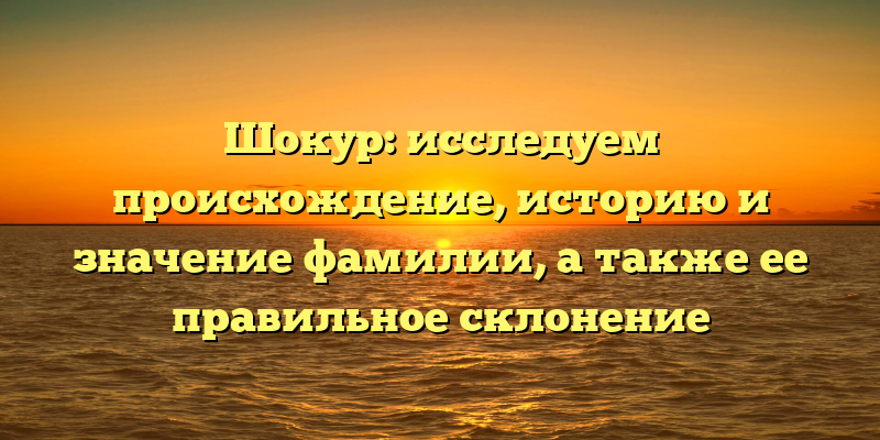 Шокур: исследуем происхождение, историю и значение фамилии, а также ее правильное склонение